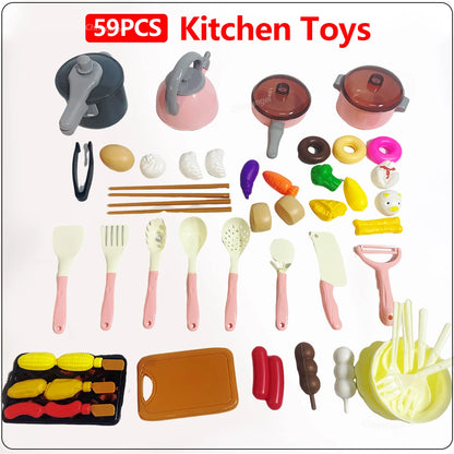Colourful cooking toy set with food and utensils