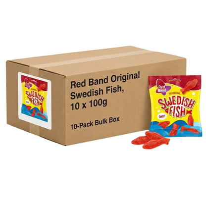Red Band Swedish Fish 10 x 100g chewy candy pack