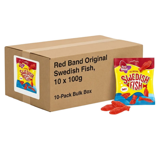 Red Band Swedish Fish 10 x 100g chewy candy pack