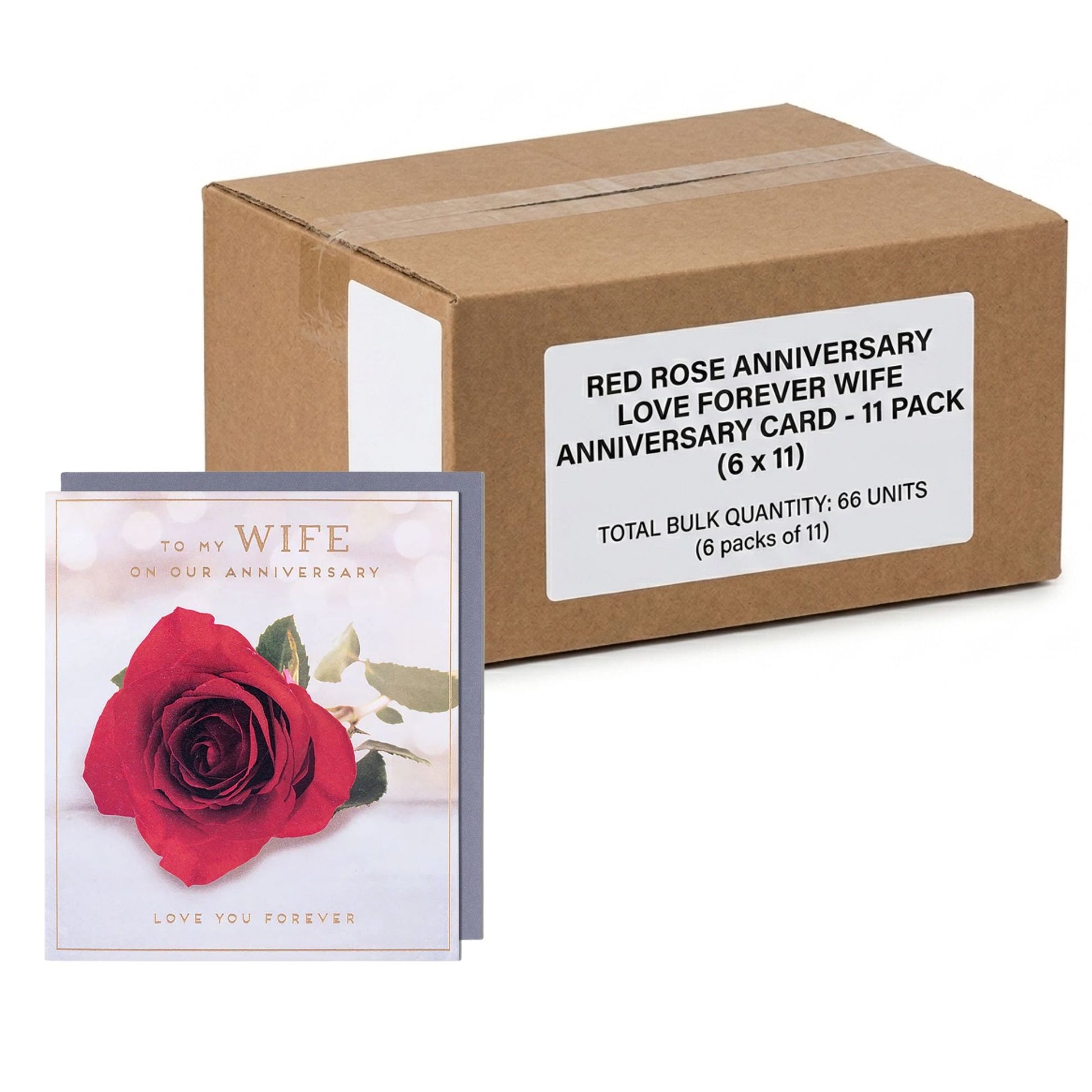 Red rose wife anniversary cards bulk 66 pack UK