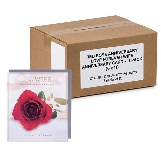 Red rose wife anniversary cards bulk 66 pack UK