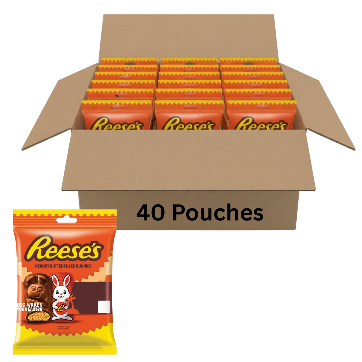 Mini bunny shaped chocolates filled with peanut butter creme