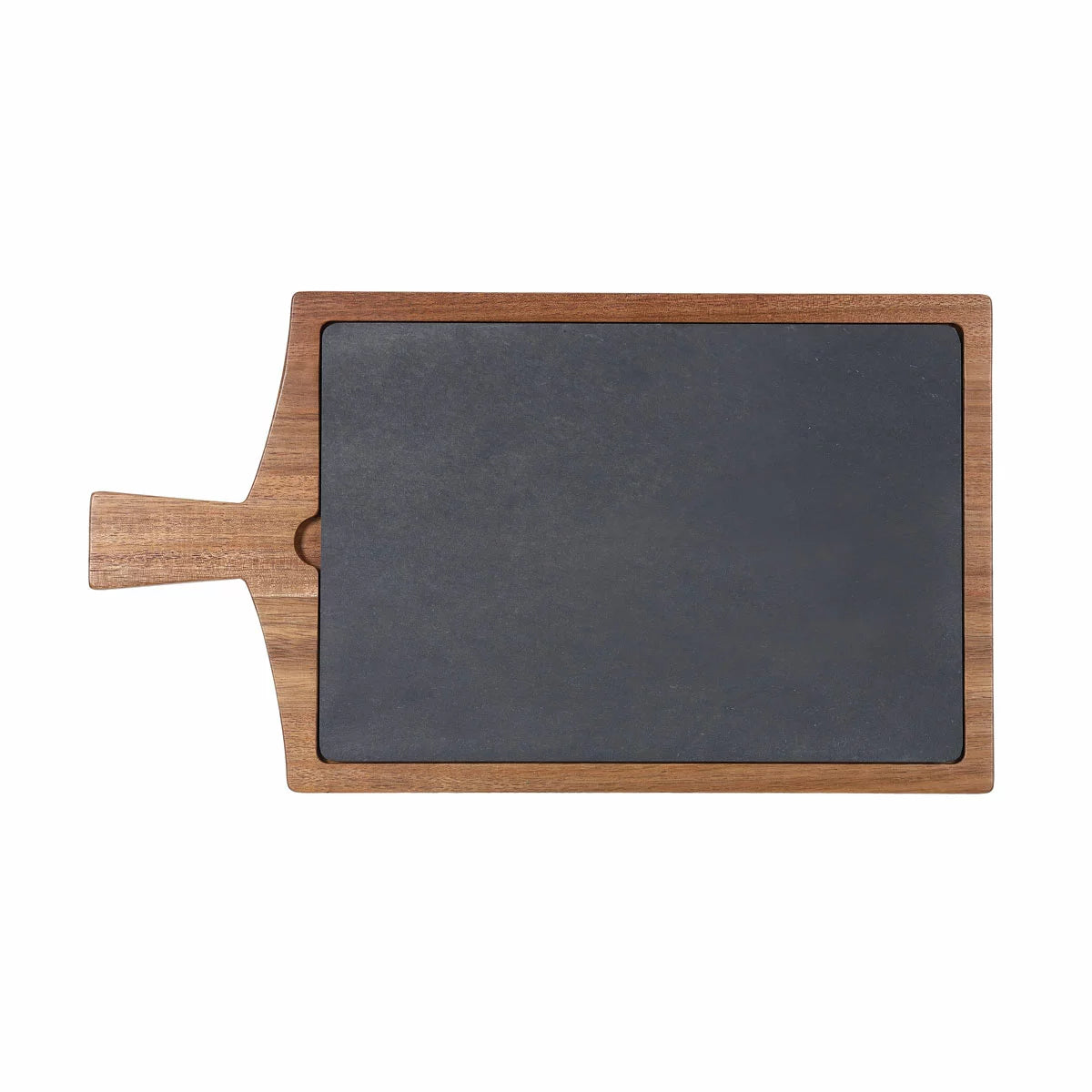 Acacia wood serving board with removable slate insert