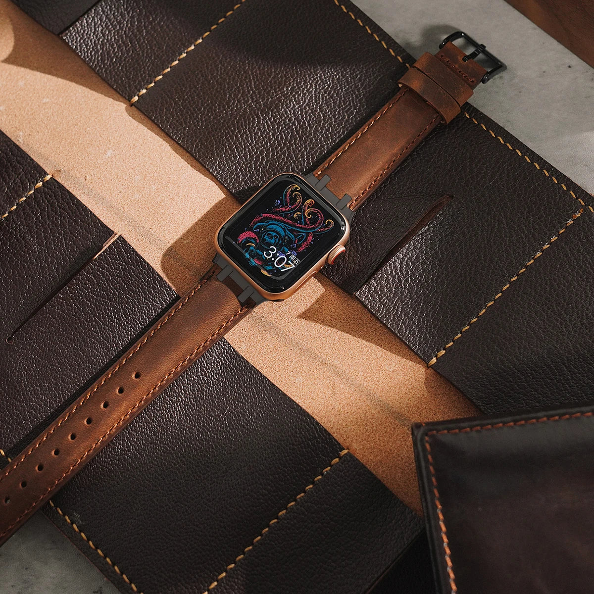 Apple Watch leather band texture soft comfortable daily wear