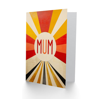 Bold retro sun rays design for Mothers Day greeting