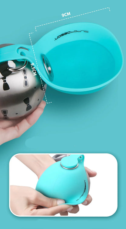 Compact pet drinking bottle for road trips