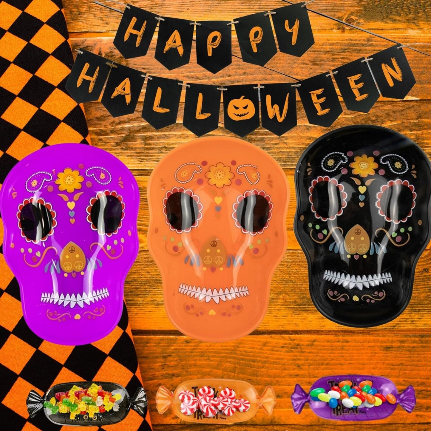Reusable Halloween tableware set for sweets, treats, and snacks