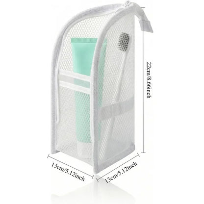 Reusable mesh bathroom storage bag for cosmetics and toiletries
