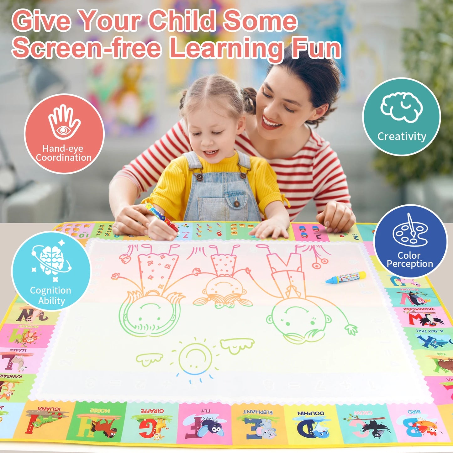 Kids drawing mat 100x80cm water doodle mat Montessori toy