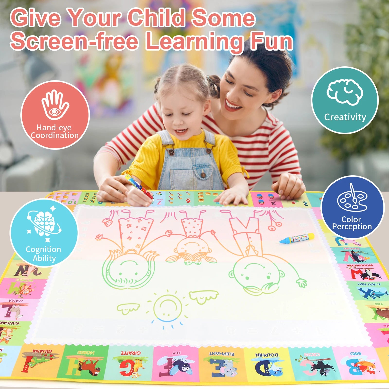 Kids drawing mat 100x80cm water doodle mat Montessori toy
