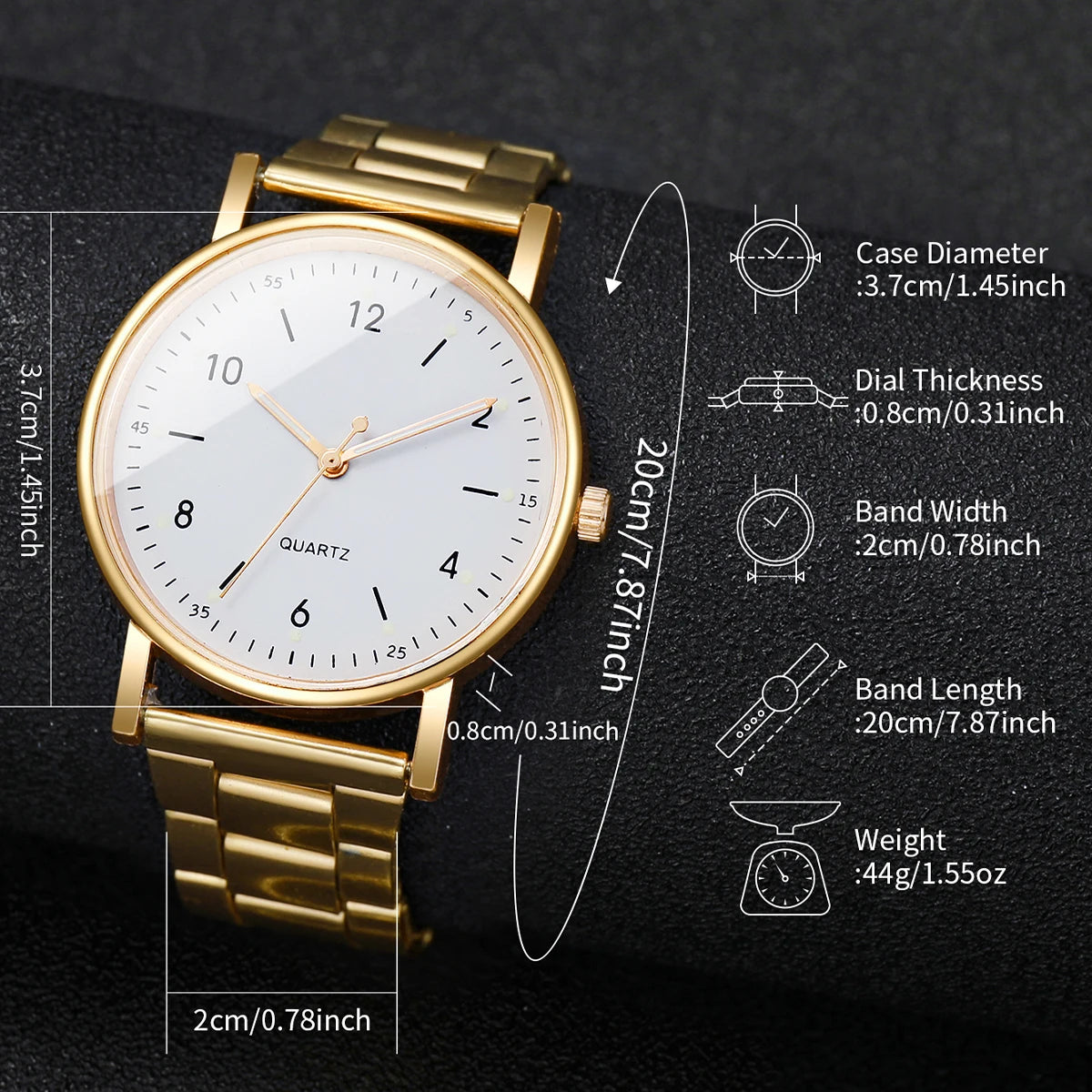 Rhinestone style women's watch and bracelet set