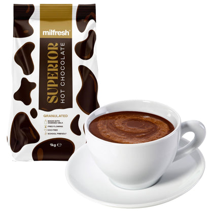 Creamy instant hot chocolate in catering-sized bag