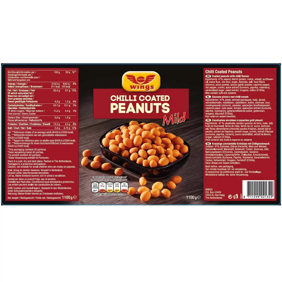 Crispy chilli coated peanuts in jar