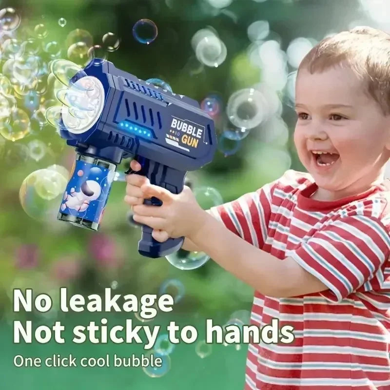 Kids rocket bubble machine for backyard fun