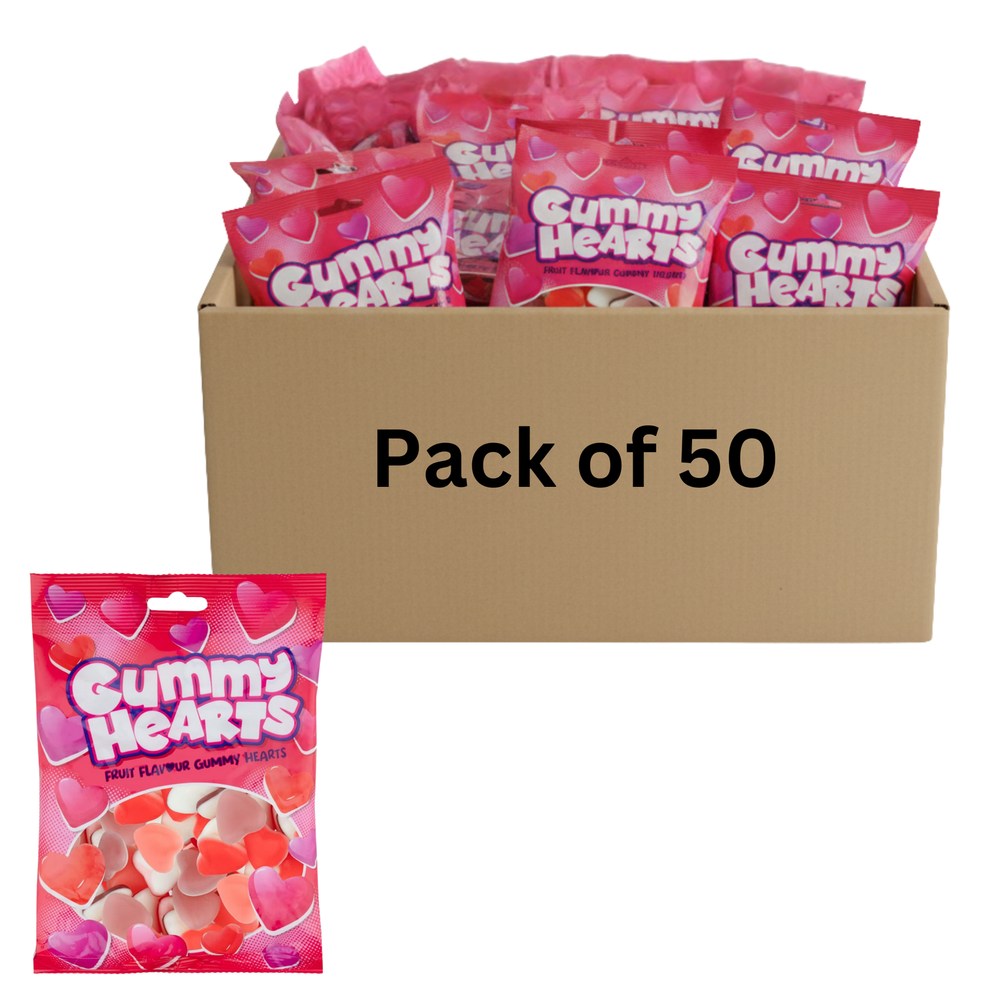 Chewy fruity heart candies for kids and adults