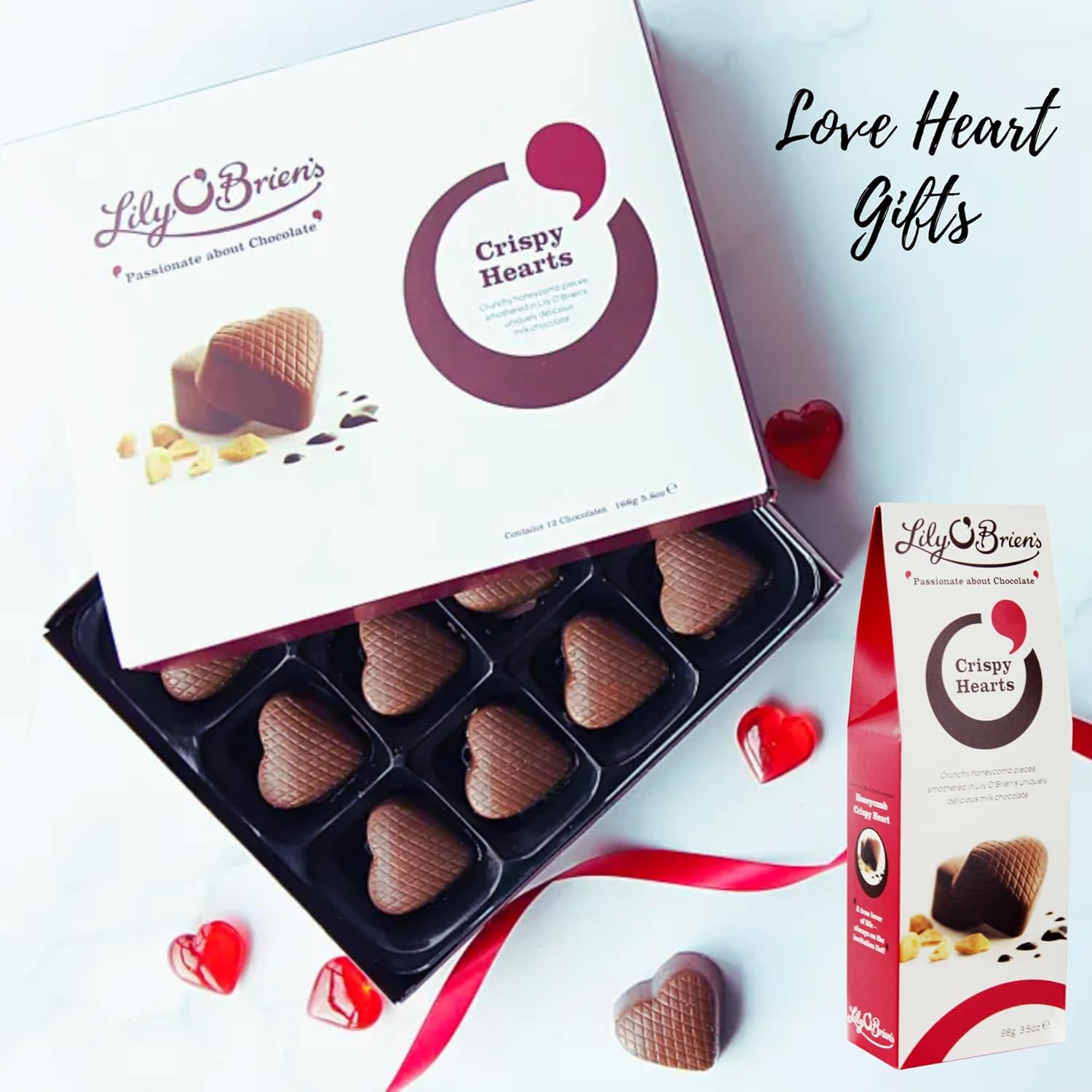 Romantic heart-shaped chocolate gift from Lily O’Brien