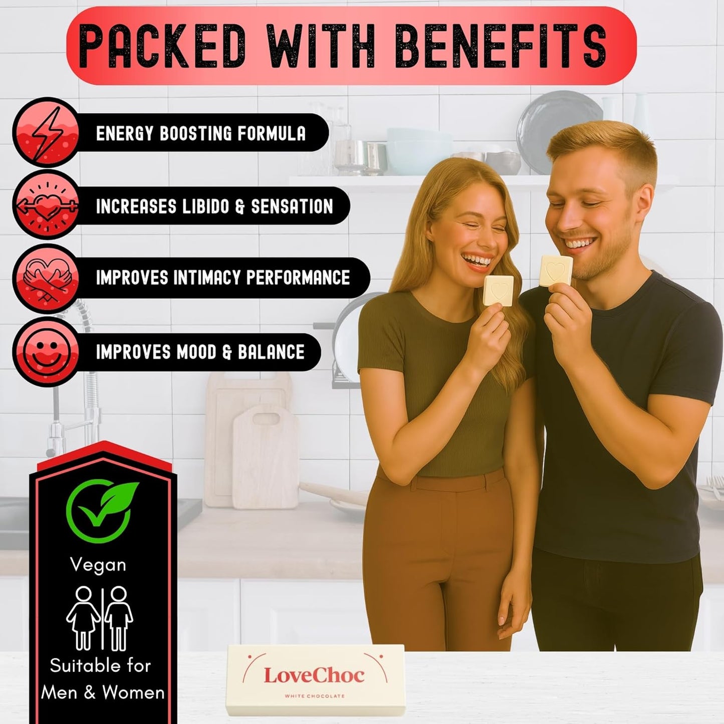 Heart-shaped LoveChoc chocolate for date nights