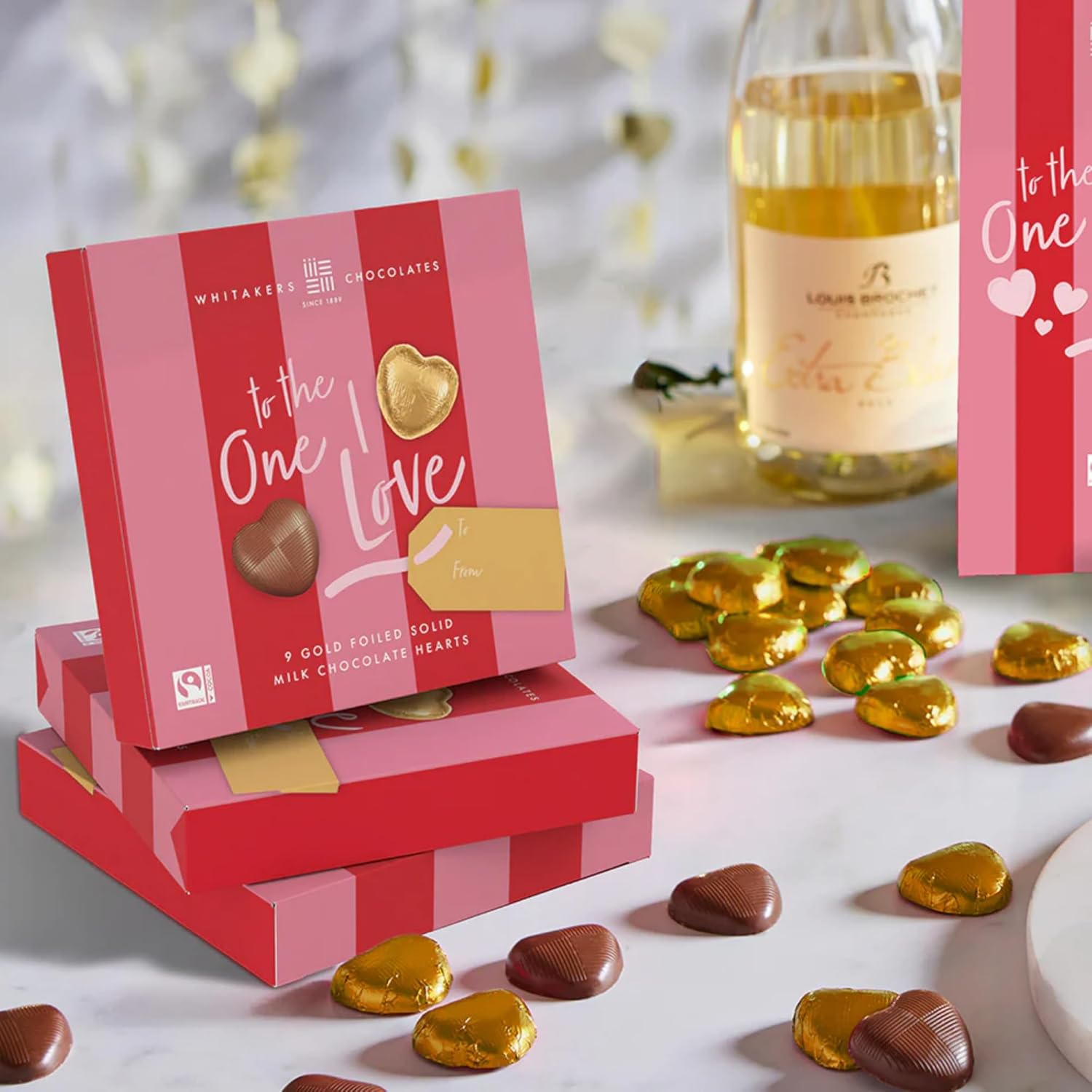 Whitakers 55g gold foiled milk chocolate hearts