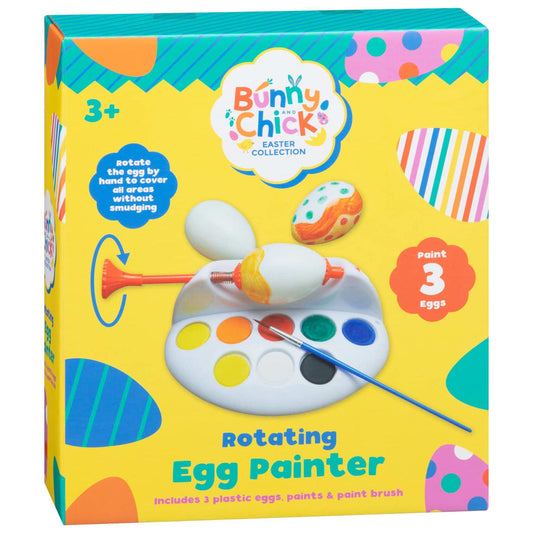 Rotating Easter Egg Painter kit with 3 eggs, paints, and brush