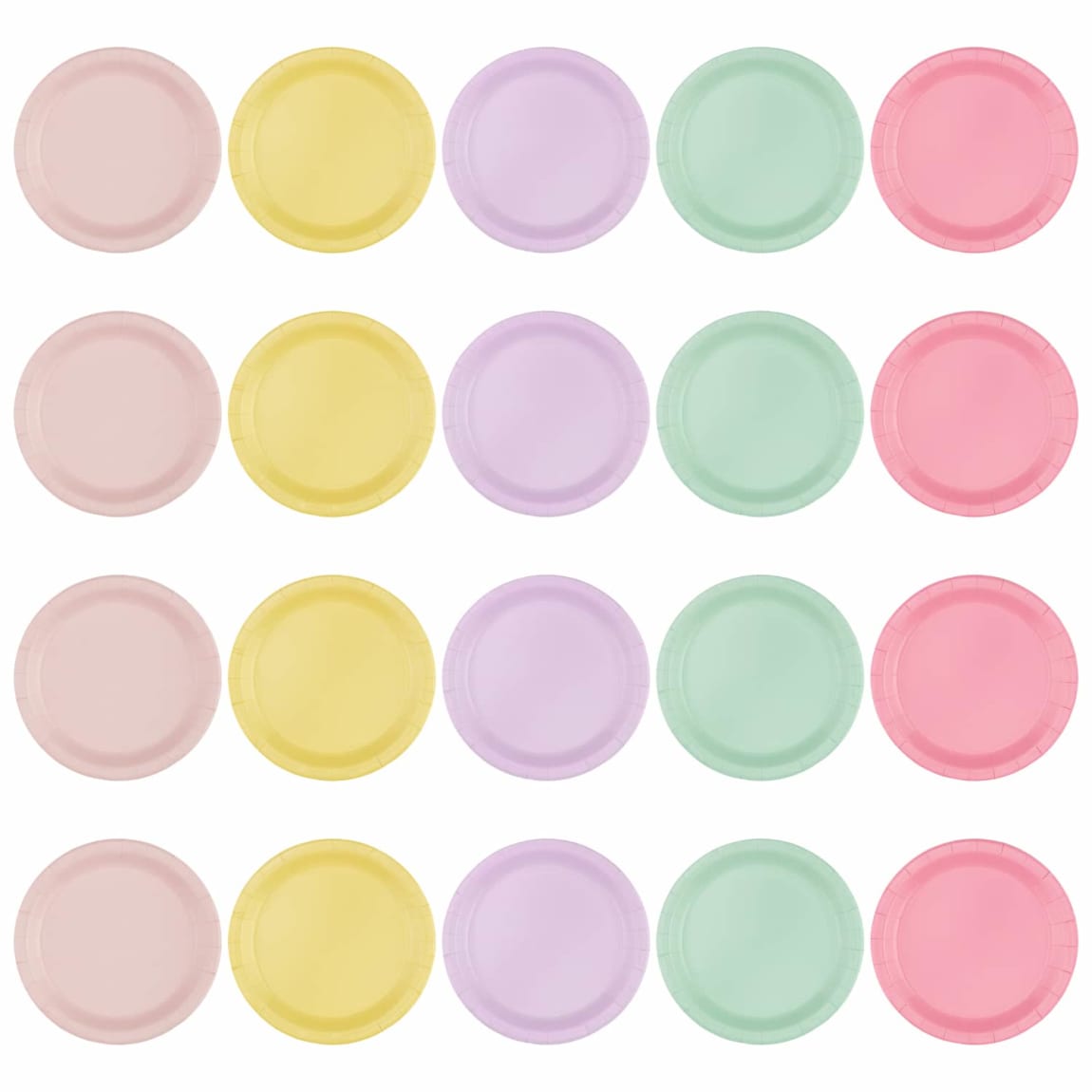 Round coloured party plates for girls 20 pack