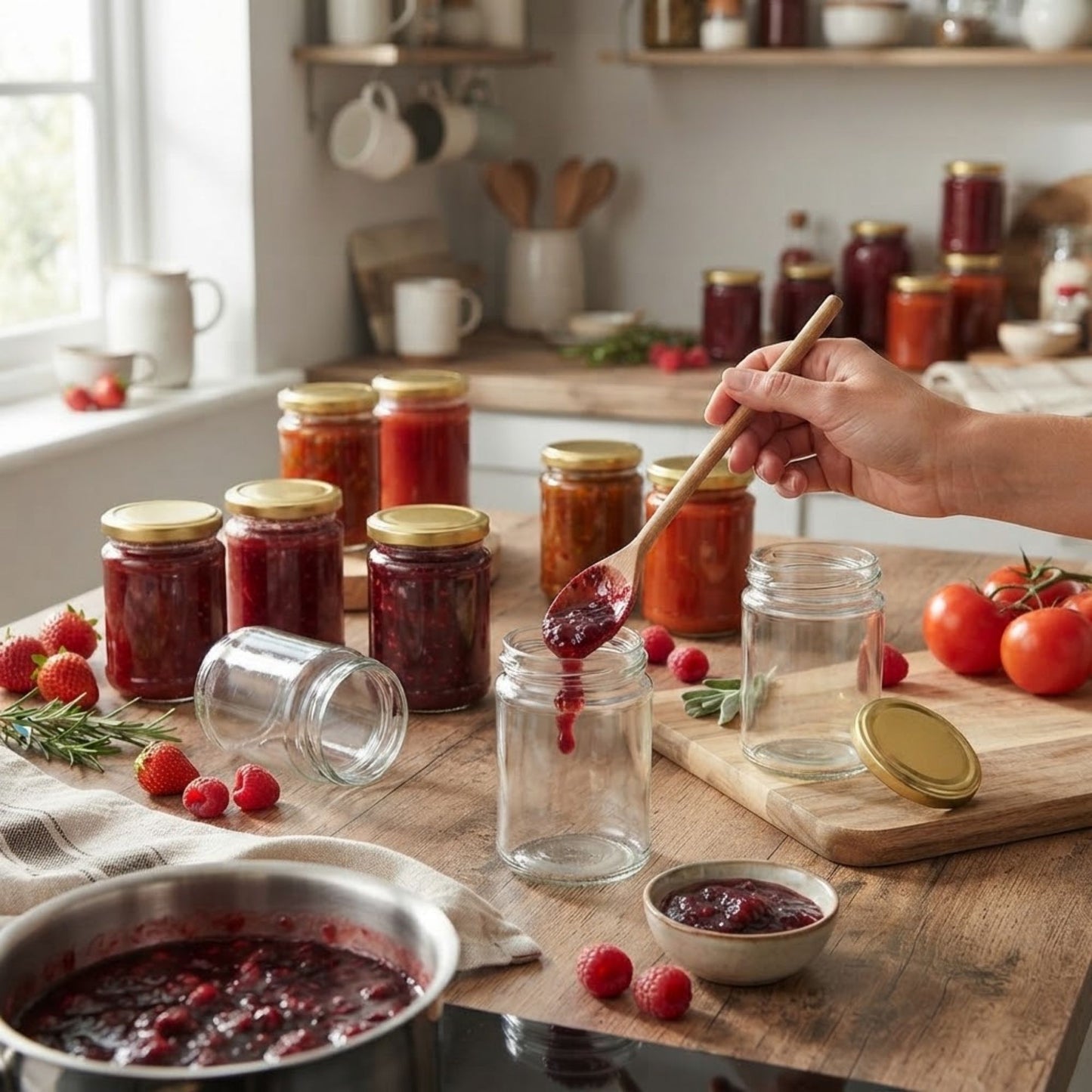 Round Glass Jars for Homemade Preserves
