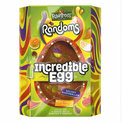 Thick milk chocolate shell with marshmallow and fruit jelly pieces