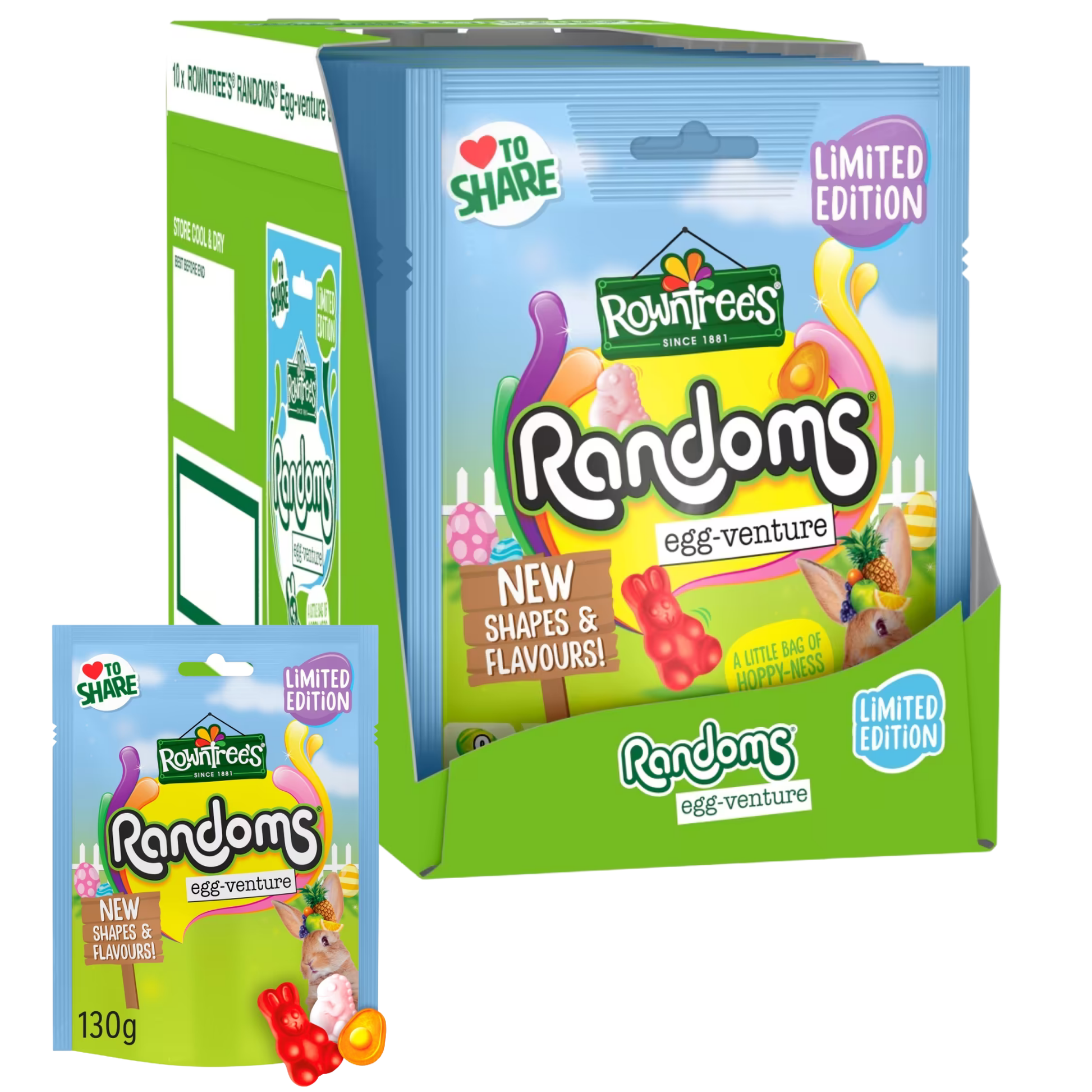 Rowntree's Randoms Egg Venture Sweets Sharing Bag 10 x 130g