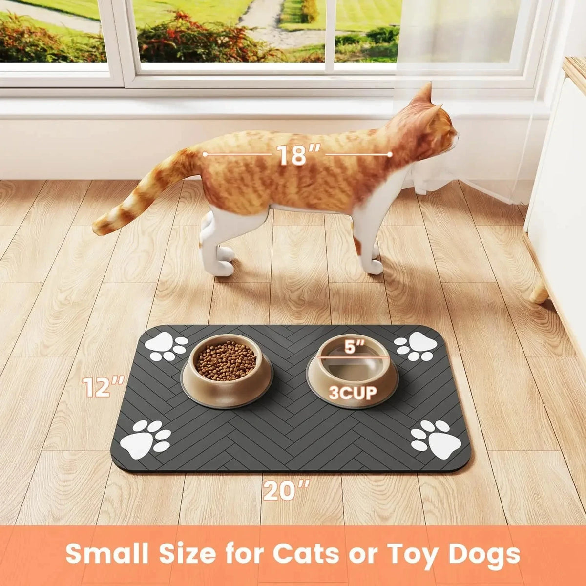 Absorbent waterproof pet feeding mat for dogs and cats with non-slip rubber backing – product view 4