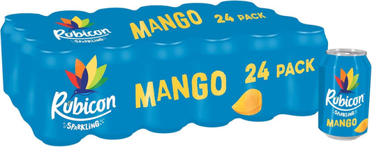 Rubicon Sparkling Mango 24 pack 330ml cans refreshing fizzy drink with real fruit juice