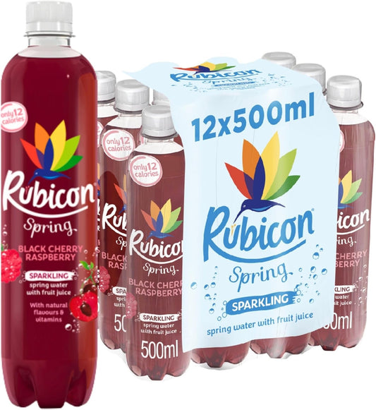Rubicon Spring Black Cherry Raspberry 12 x 500ml Sparkling Water pack