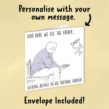 Rude Father's Day card with a toilet joke, adding a humorous twist to your fathers day gifts.