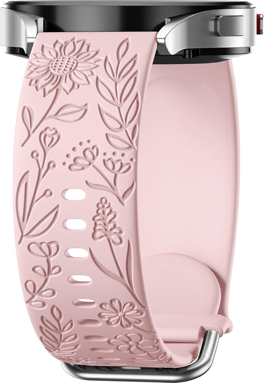 Samsung Galaxy Watch sunflower engraved silicone strap 20mm pink