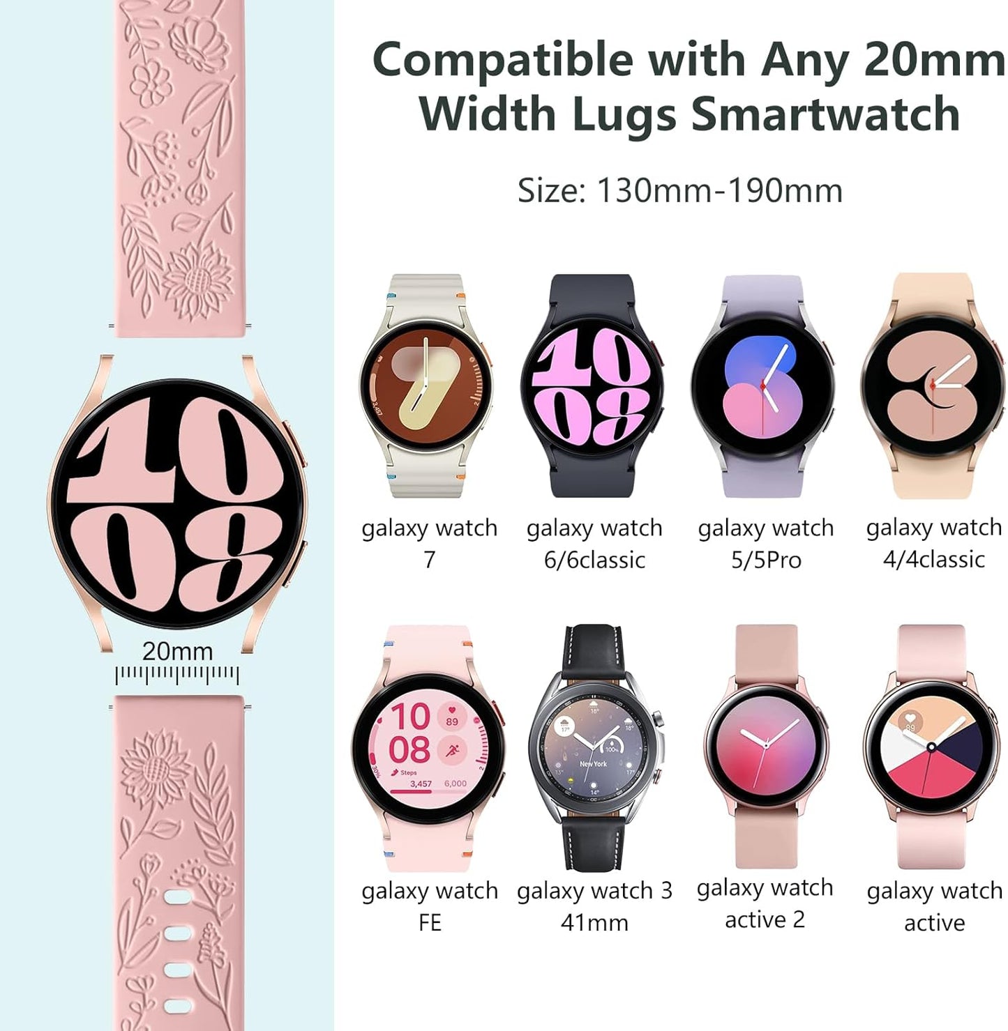Laser engraved sunflower watch strap for women and girls