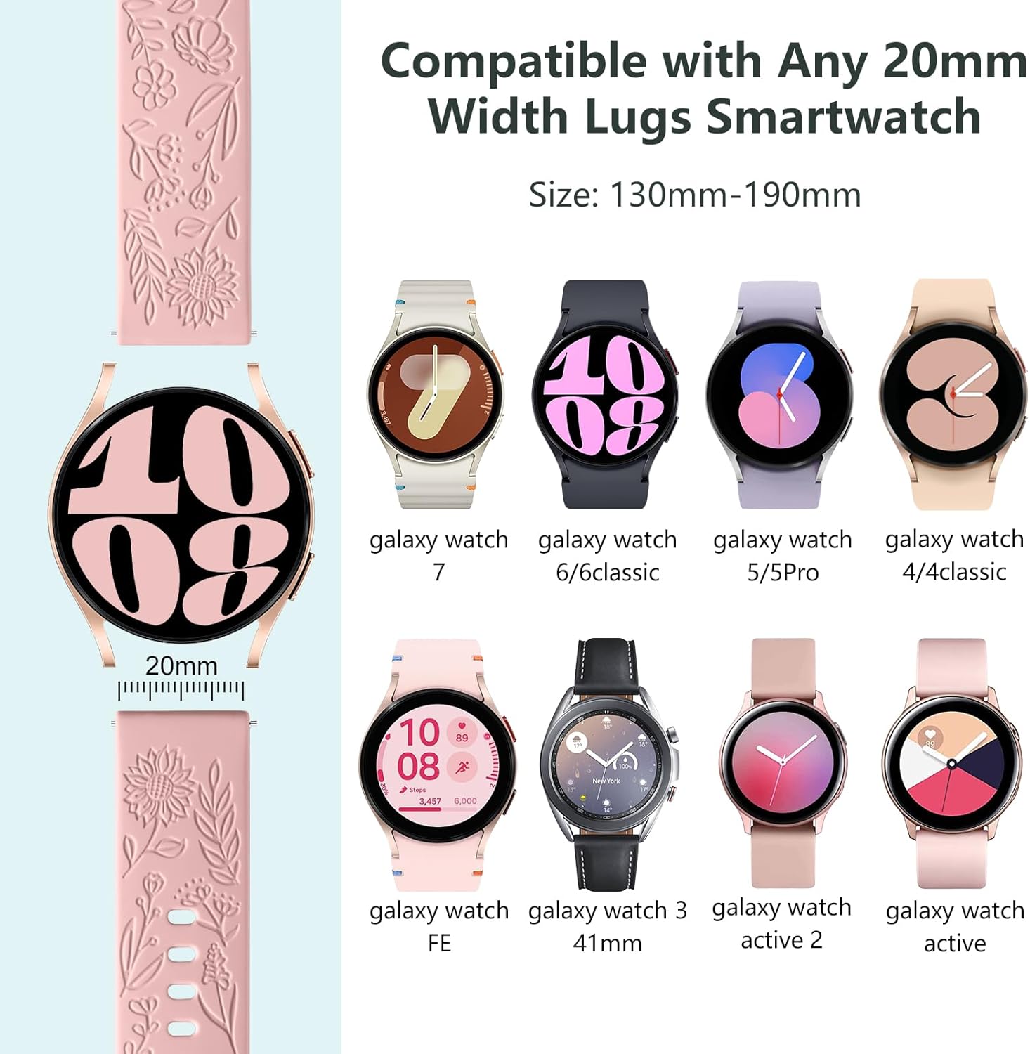 Laser engraved sunflower watch strap for women and girls