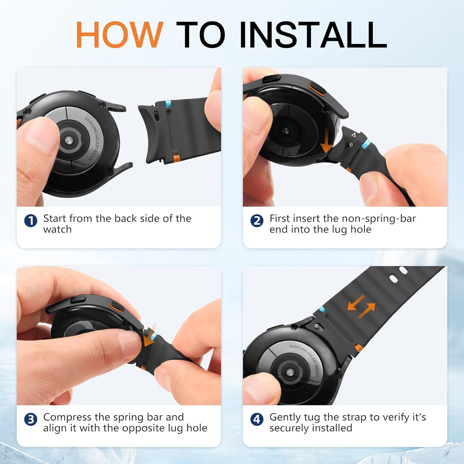 Adjustable silicone straps for Galaxy Watch Classic and Pro