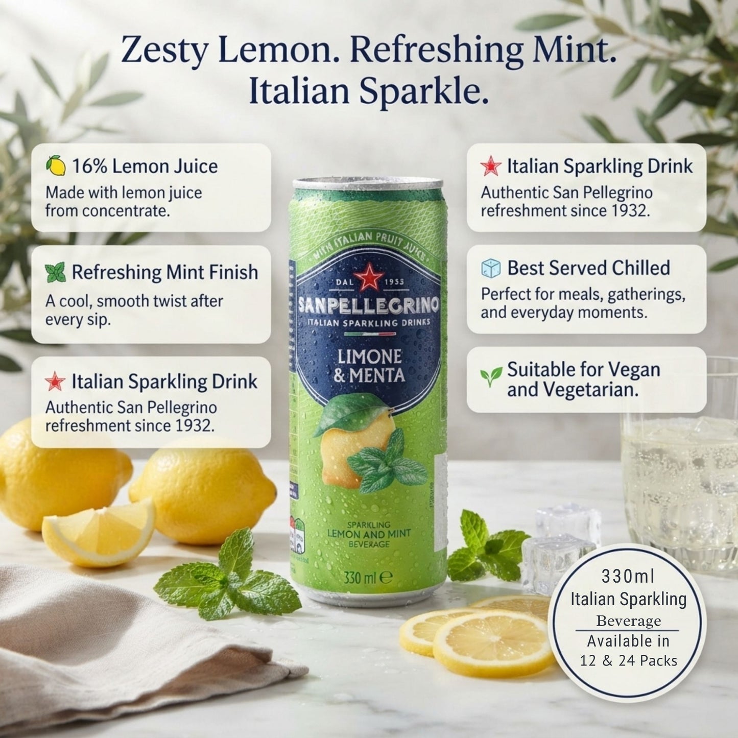 San Pellegrino Lemon Mint cans