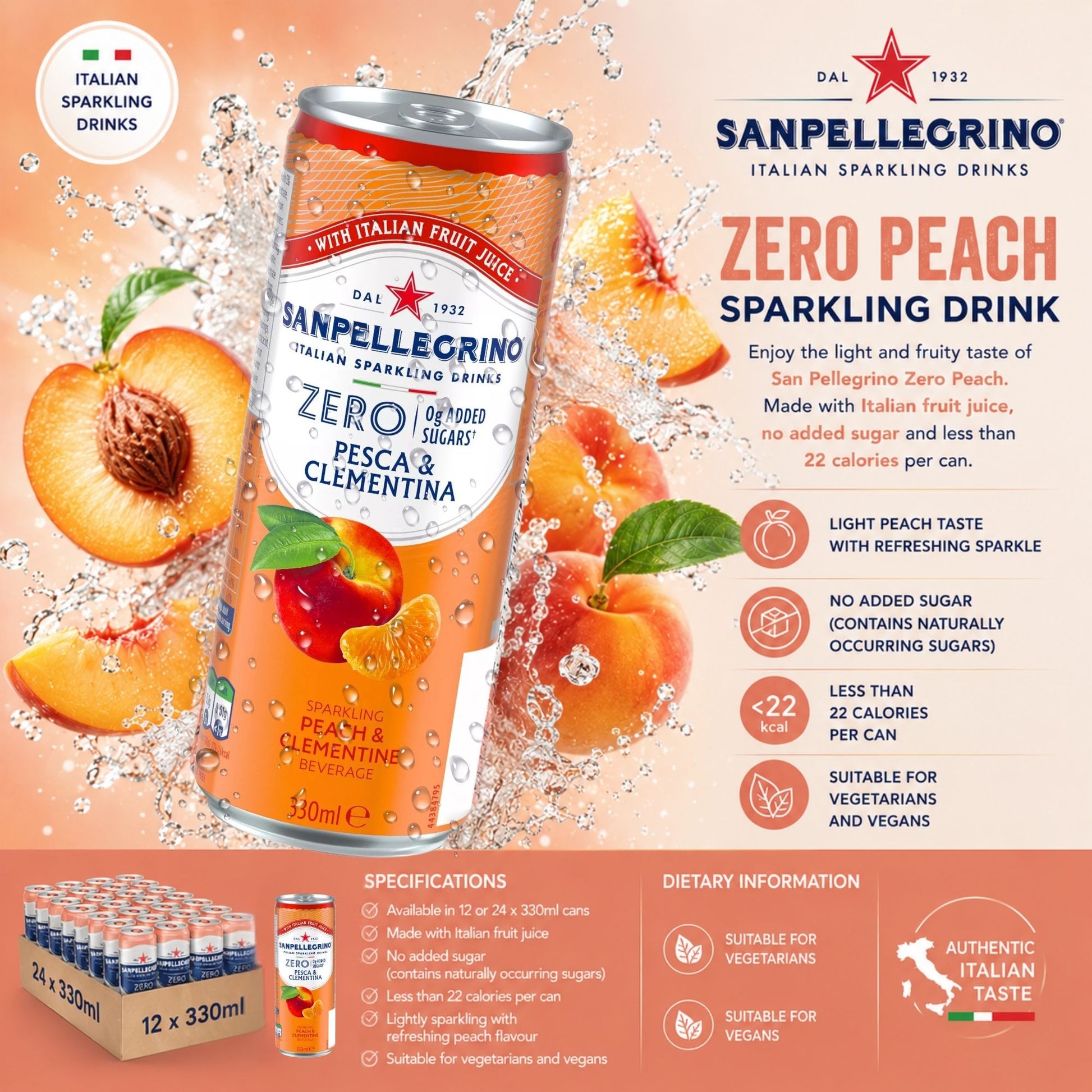 San Pellegrino Zero peach soft drink