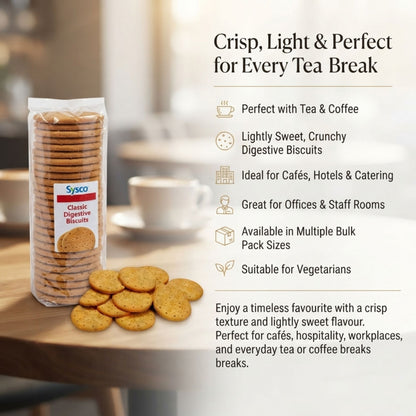 Crunchy digestive biscuits in bulk packs