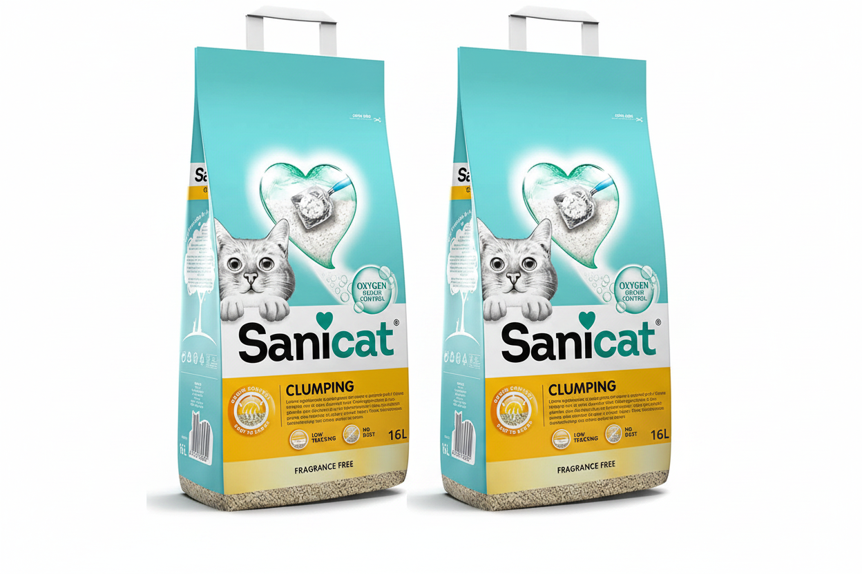 Sanicat clumping cat litter 16L pack of 2