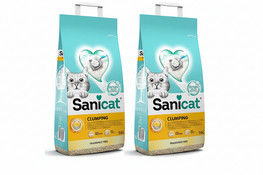 Sanicat clumping cat litter 16L pack of 2