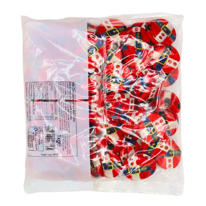 1kg bulk bag of Santa belt milk chocolate coins