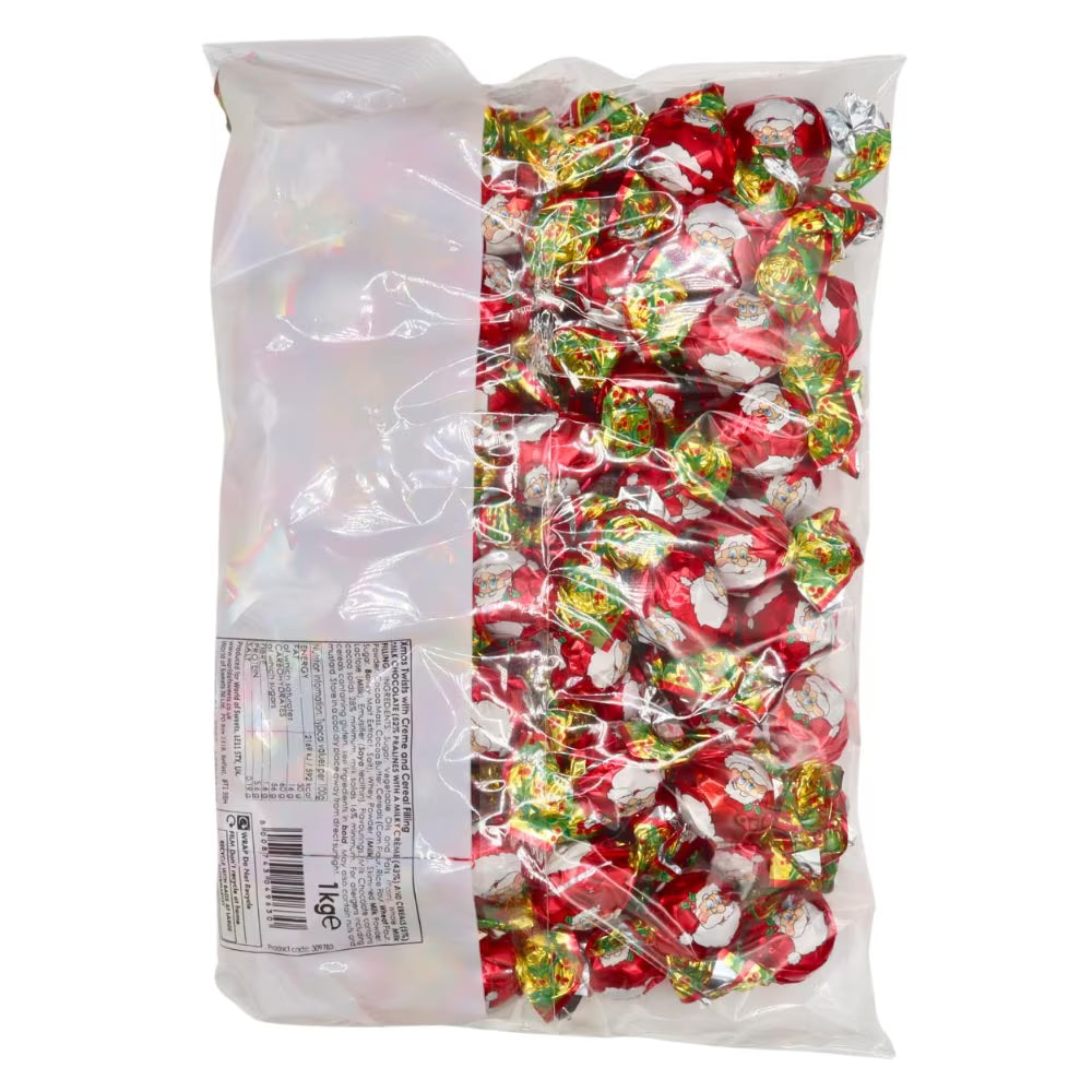 Festive Santa Twists milk chocolates with creamy filling