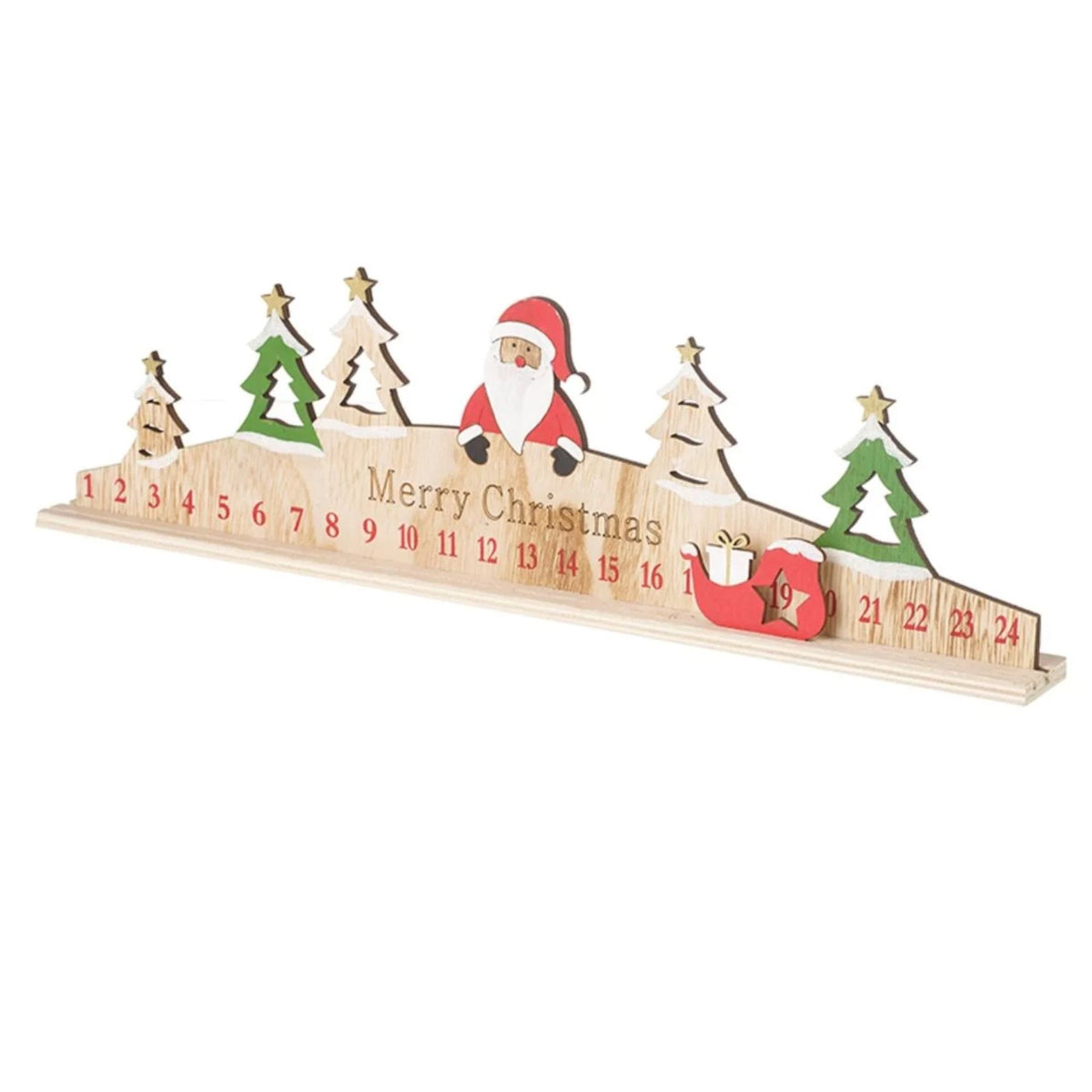 Santa With Trees Wooden Advent Rule