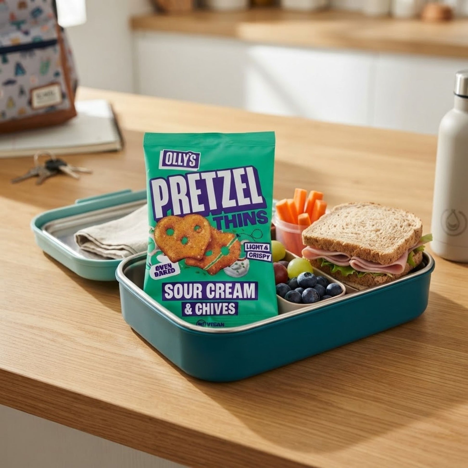 Sour cream flavoured pretzel thins