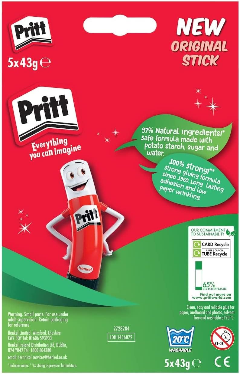 Large Pritt glue sticks ideal for classroom use