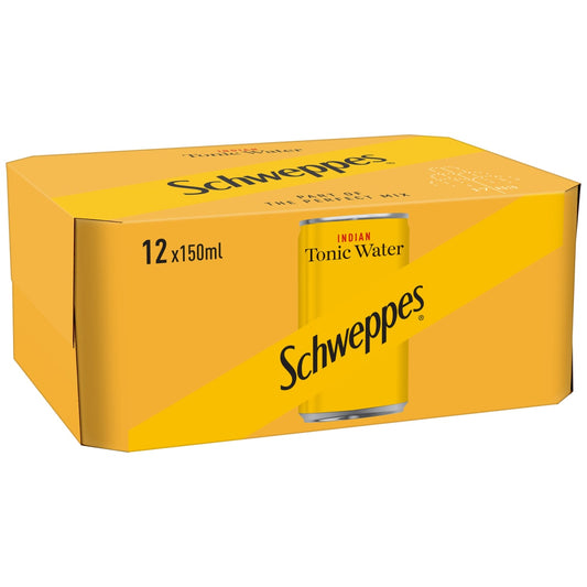 Schweppes Tonic Water 12 x 150 ml mini cans multipack classic sparkling mixer