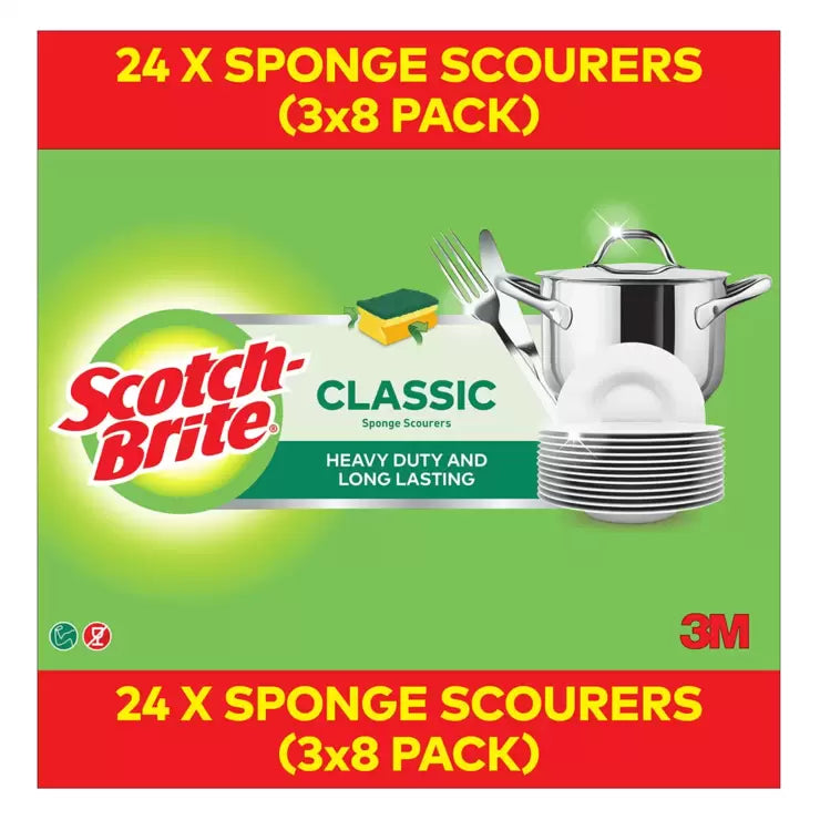 Scotch-Brite Classic Scourer 24 Pack for heavy-duty cleaning