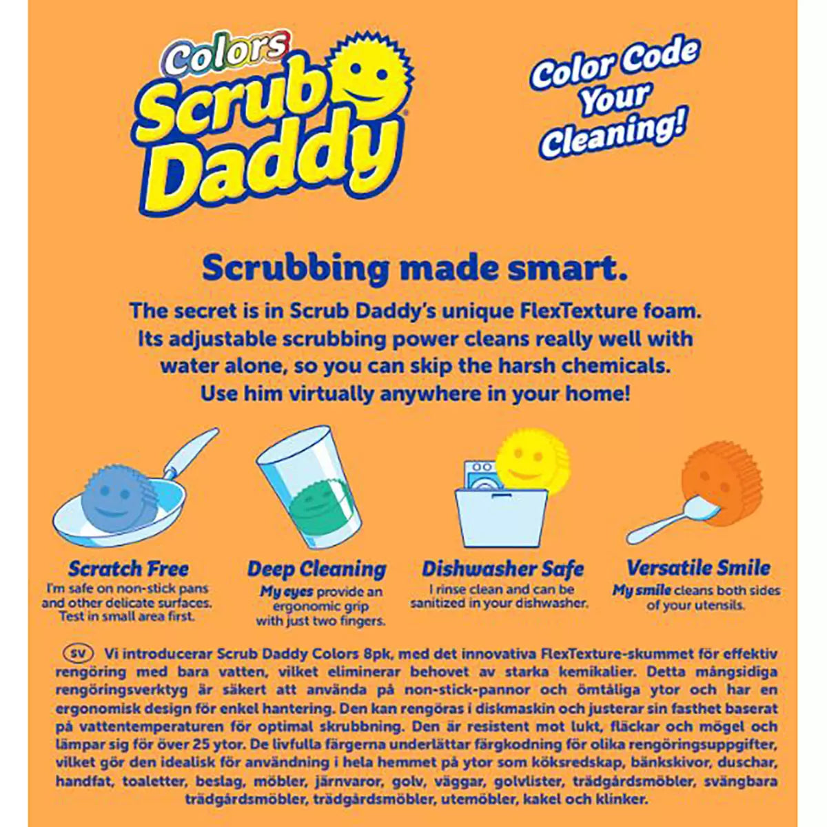 Colour-coded Scrub Daddy sponges for organised household tasks
