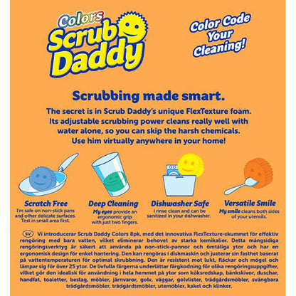 Colour-coded Scrub Daddy sponges for organised household tasks
