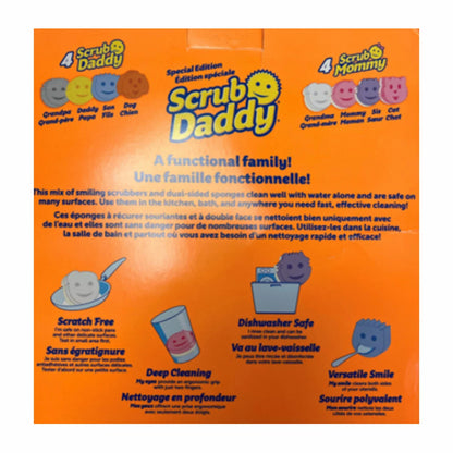 Colour-coded family sponges for kitchen and bathroom